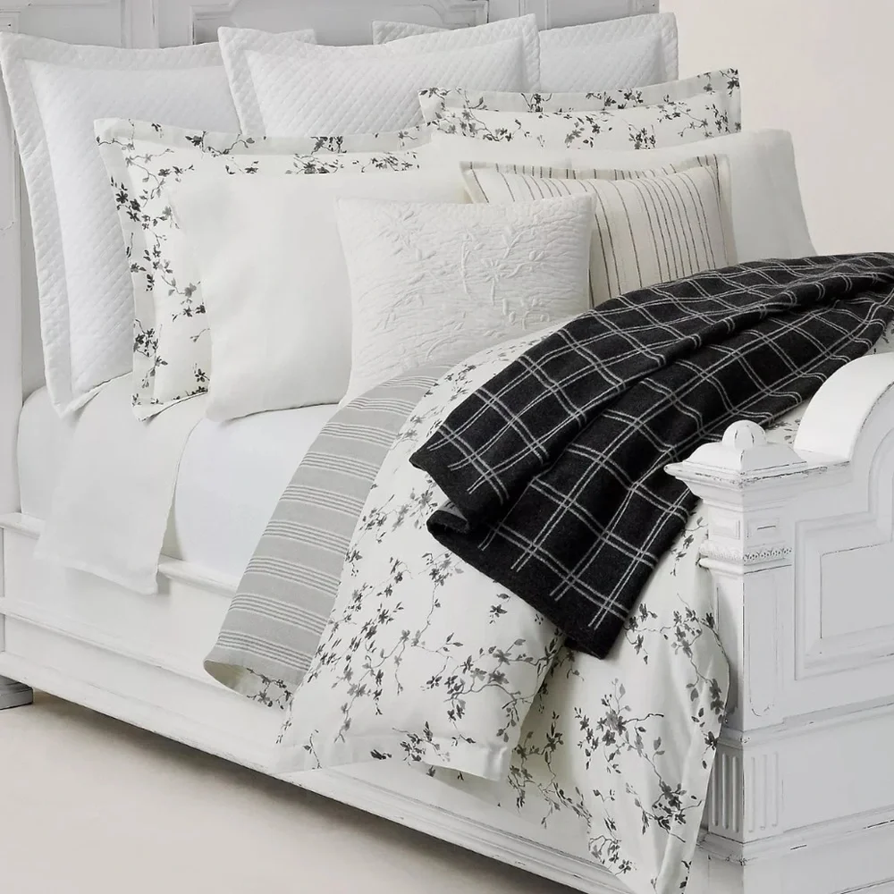 NEW Ralph‎ Lauren Munroe 100% Cotton FULL/QUEEN Duvet Cover Charcoal $400